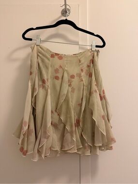 Zara printed ruffle skirt